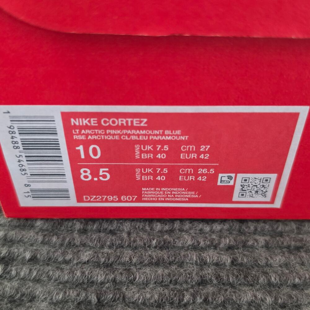 Nike Women's Size 10 Cortez Textile Sneaker Pink Sail Paramount Blue NIB - Picture 4 of 11